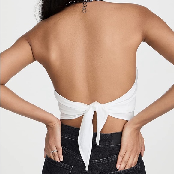 NWT BB Dakota by Steve Madden tie back crop top with chain detail, white size sm - Picture 2 of 5